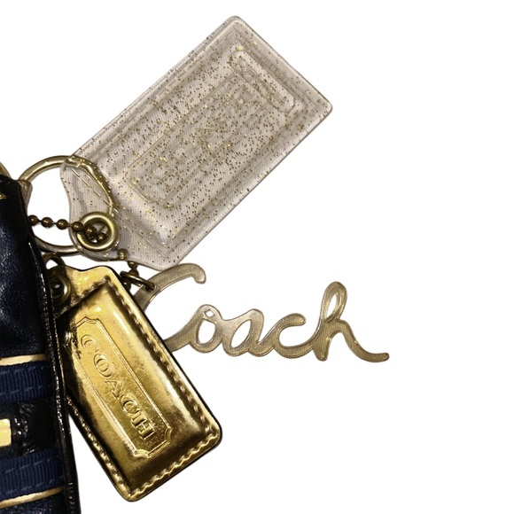 COACH Poppy Signature Purse 15525 Royal Blue Leather Gold - Picture 5 of 9